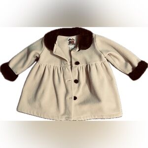 Pete’s Partner Pea Coat, Cream/Tan with Animal Print Collar and Buttons, SZ: 2T